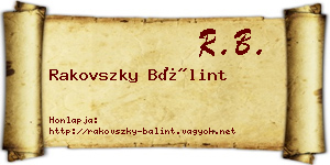Rakovszky Bálint névjegykártya